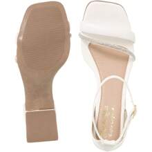 Women's Sandal With Rhinestones On The Front, 1 Synthetic Strap, Thick Heel, Comfort, Party, Shine - 白色 - 查看 7
