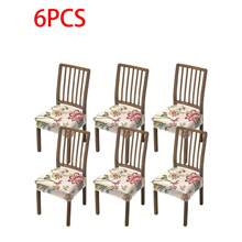 1/2/4/6pcs Elastic Printed Seat Cushion Covers For Chairs, Hotel/Home Use