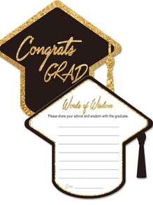 12pcs/24pcs Graduation Themed Cards Keeper Exquisite Graduation Celebration Greeting Cards Graduates,Personalized Graduation Advice Cards Blank Graduation Hat Design Suggestion Card Double Sided Greeting Gift Card Note Cards Graduation Party Supplies - Multicolor - View 7