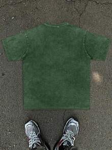 Hemo 男士宽松街头风做旧印花圆领T恤 - 灰色 - 查看 2