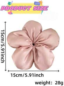 女孩多巴胺彩色缎面 3D 优雅海绵花发带、超大卷发带、别致发髻夹、日常发饰发圈 - 彩色 - 查看 5