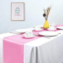 12pcs/1pc Smooth And Elegant Satin Tablecloth, Suitable For Parties, Birthdays, Weddings, Hospitality, Home, Kitchen, Chair Sash Decoration