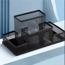 PORTA CANETA PORTA OBJETO ORGANIZADOR PARA MESA DE METAL ARAMADO - Preto - Visão 6