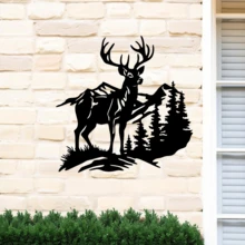 房间装饰 1 件优雅的鹿剪影铁艺墙饰，可拆卸可重复使用的金属标牌，适用于家庭、办公室、客厅、卧室、露台、厨房、庭院、商店、走廊、咖啡厅、舞厅、酒吧、乡村农舍装饰，非常适合乔迁、节日、生日、古董收藏家