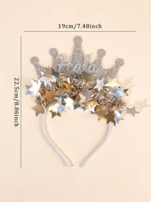 1 件闪亮定制头带，适合女士女孩个性化名字金色闪光皇冠发带定制名字星形皇冠头带优雅发带派对节日礼物头饰女士发饰