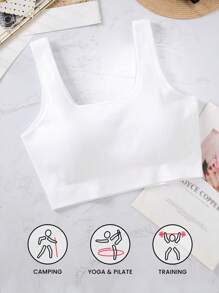 Women Plus Size Seamless Knit Comfortable Easy-To-Wear Sports Bras - White - View 2