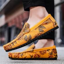 Men's New Casual Shoes, Lightweight Soft Sole Driving Shoes, Business Flat Shoes, Outdoor Sports Loafers, Slip On Office Slouchy Shoes, Large Size 38-46 - Yellow - View 6