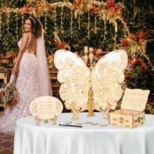 1 Set Of Wooden Heart/Butterfly Shaped Guestbook, Creative Wooden Sign-In Book For Wedding, Housewarming, Birthday, Bachelor Party, Graduation, Anniversary, Babyshower, Party Table Decoration, Romantic Event Decoration, Elegant Wedding Decorations And Wedding Gifts - No Electricity Required, Great For Christmas And New Year Events