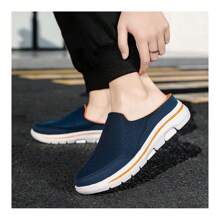 Men's Breathable Knit Mule Slippers | Soft Non-Slip Sole For Indoor & Outdoor Use - Màu xanh hải quân - Xem 5