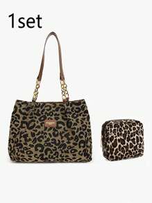 2025 Nouveau sac fourre-tout imprimé léopard avec sac de rangement pour serviettes hygiéniques, sac imprimé léopard avec porte-monnaie, sac à bandoulière vintage, sac à bandoulière de style urbain grande capacité pour femmes, sac à main convenant pour l'école, le travail, les courses, l'extérieur, le bureau. Sac à main imprimé guépard pour femmes, nouveau sac imprimé tigre automne-hiver pour femmes - Multicolore - Voir 8