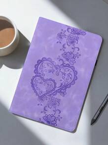 GLANDOTU 兼容 Apple iPad Galaxy Redmi 高级人造皮革平板电脑保护套，带支架，多视图纤薄轻巧纯色浮雕图案平板电脑保护套，带插卡功能 - 紫色 - 查看 9