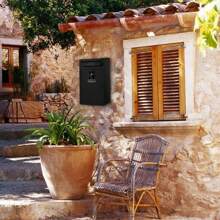 Wall Mount Mailbox With Combination Lock/Key Lock Letter Deposit Security Durable Drop Box, For Rents, Checks & Keys, Home Office, Modern Post Box With Newspaper Holder, Lid, Lockable - Easy To Install , Black Keyed Wall-Mounted Mailbox Unit] 1pc Lockable Metal Mailbox, Outdoor Wall-Mounted Weatherproof Post Box With Key, - Black - View 1