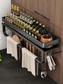 Küchen- und Badezimmer Aufbewahrungsregal, Material: Aluminiumlegierung, stabil und rostfrei, geeignet für Küche, Badezimmer, Balkon, platzsparend, zwei Montagemöglichkeiten, bohren nicht erforderlich