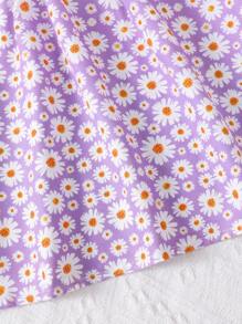 MommBaby Mommbabay 夏季婴儿/幼儿女孩蝴蝶结吊带裙，儿童可爱无袖雏菊花卉时尚太阳裙带帽 - 紫色 - 查看 5