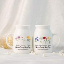 Omas Garten Vase, Blumenvase mit Geburtsblume der Familie, personalisierte Mini-Blumenvase für Mama Oma, Muttertagsgeschenk von den Enkeln