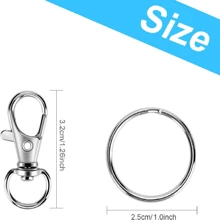 20pcs Rotating Lobster Clasp Key Chains, 10pcs Key Rings 10pcs Keychains, DIY Jewelry Crafts, Gifts For Men & Women, Valentine's Day (32mm) - Silver Gray - View 2