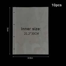 Álbum de fotos A4 transparente, 10 piezas, recarga de páginas, Protector de archivos, 4/11 agujeros, 6 * 4, 8 * 10, 4/11, carpeta de anillas, fototarjetas, tarjetas postales, cuaderno OLGX - 4 agujeros - 1 bolsillo 10 piezas - Ver 2