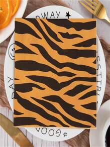TYFYO 20pcs/Lot Jungle Animal Print Paper Napkins Tiger Leopard Zebra Stripes Leaf Theme Cocktail Party Square Dinner Napkins,Christmas - Multicolor - View 7