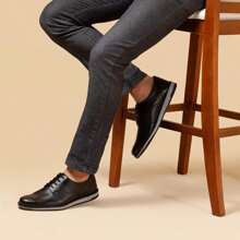 Men's Oxford Derby Dress Shoe For Everyday Wedding Work - Black - View 2