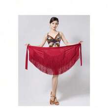 Frauen Tanzröcke Ballroom Latin Tanzkleid Tango Tanzrock Schürze mit Quasten, Tanzübungs- und Auftritts-Hüftschal