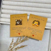 Tarjetas de felicitación de resina con motivos de animales, tarjetas de abrazos de bolsillo, tarjetas de bendiciones cálidas para días festivos, tarjetas para decoración de fiestas