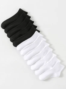 5 Pairs/10 Pairs Black Striped Low-Cut Women Socks, Moisture-Wicking, Breathable, Comfortable, Odor-Resistant, Invisible Design, Suitable For Daily Wear - Multicolor - View 2