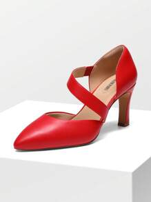 Women's High Heels Pumps Dress Closed Pointed Toe Comfortable D'Orsay Pumps Shoes For Work Office Wedding Dancing - 紅色/PU - 查看 2