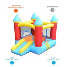 Brincolín inflable con tema de castillo de caricaturas - Incluye soplador de alta potencia de regalo - Burdeos - Ver 4