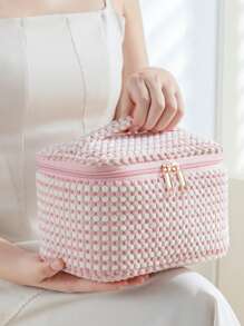 3er Set Kordsamt Make-up Taschen, bestickte Kosmetiktasche, Reise-Kulturtasche, Make-up Organizer, Reise-Kulturtasche, süße Make-up Tasche für Frauen und Mädchen, reisefreundlicher Organizer für Werkzeuge und Zubehör