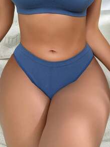 paquete de 3 bragas sin costuras de color liso con corte en V para mujeres