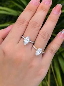 1 pièce Anneau de fiançailles en argent sterling haute étincelle cœur romantique mode. Bijoux fins, cadeau de la Saint-Valentin pour la petite amie, bijoux pour femmes