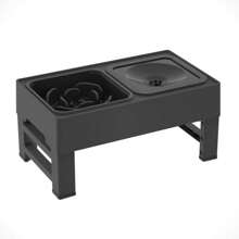 1pc Stainless Steel Foldable Pet Food Bowl, Black, Dog/Cat Water Feeder Dish