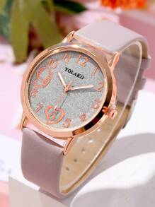 3 Fashionable And Exquisite Gifts, Gift Sets, Casual Round Love Digital Face Women's Quartz Watch, Casual Belt, Sisters Lovers' Watch, Suitable For Gift Giving, Sisters Gift Set