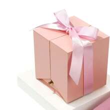 High End Pink Eternal Flower Gift Box, Circle Interlocking Pendant Necklace, Suitable For Valentine's Day, Mother's Day, Anniversaries, Birthdays. Give Your Love To Her, One Gift Is A Surprise