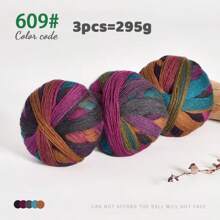 300g Ombre Rainbow Yarn Balls, Multi-Color Long Gradient Dye Wool Yarn For DIY Knitting Crafts, 3pcs/Pack