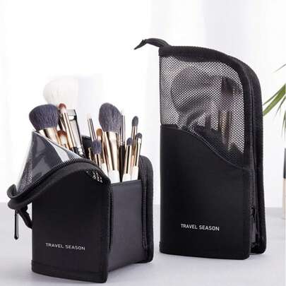 2/1个透明PVC防水拉链旅行化妆刷收纳包，便携式化妆刷包，专业化妆包，可折叠化妆包，适合作为婚礼伴娘礼物、妈妈礼物、生日礼物、朋友和老师礼物、家居装饰、浴室、卧室收纳、珠宝、唇彩、指甲油收纳袋、化妆包、桌面收纳、化妆包、化妆袋、梳妆配件、化妆袋、化妆包、珠宝盒、化妆刷收纳袋、化妆刷架、香水收纳袋、化妆包、圣诞礼物、女士礼物创意、房间装饰