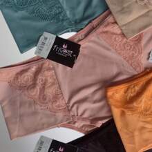 Kit 10 Calcinhas Cós Alto Pala Dupla Larga Microfibra e Renda Lingerie Feminina