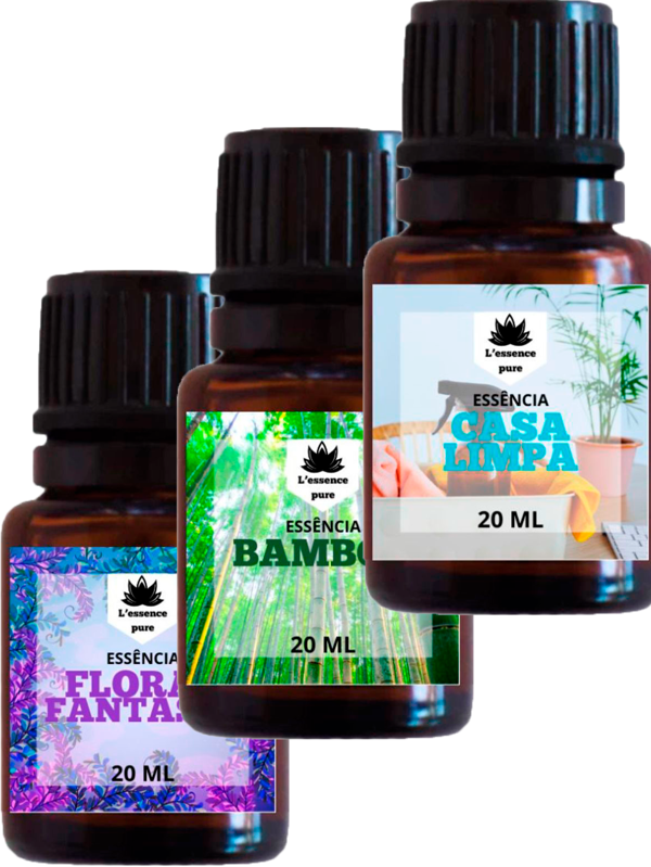 Kit Essência Para Difusor e Umidificador  20ml | Gotejador | Kit 12 ou 3 Unidades | L' Essence Purê