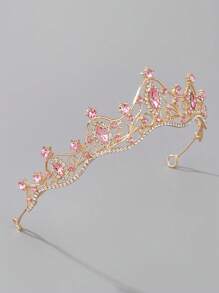 1件装公主风皇冠头饰，水晶皇冠发箍，生日皇冠，婚礼水钻公主派对头饰，女士和女孩服装皇冠发饰，节日服装，礼物，准新娘 - 金色白鑽 - 查看 2