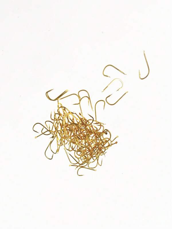 100pcs Gold & Red Size #1 - #8 Barbed Fishing Hooks, Yellow & Red Color Mini Flat Round Carp Hooks, Fishing Accessories