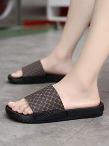 Men's/Boys' Popular Wave Pattern EVA Sole Slide Sandals, Summer Beach & Home Open Toe Slippers - Brown - View 4