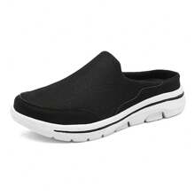 Men's Breathable Knit Mule Slippers | Soft Non-Slip Sole For Indoor & Outdoor Use - 黑色 - 查看 1