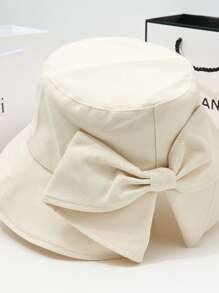 Vielseitiger Fischerhut Frühling und Herbst Schleife Mode Lässig UV-Schutz Hut koreanische Ausgabe UV-Schutz Topfhut Damen