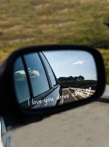 1pc "I Love You Drive" Rearview Mirror/Window Sticker, Essential Car Decal To Remind Family Members To Drively - Multicolor - View 2