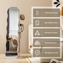 Vlsrka 360° Swivel Jewelry Aromire With Wavy Mirror, Lockable Jewelry Organizer Mirror Full Length, Rotatable Standing Mirror With Storage, Jewelry Cabinet, Interior Mirror, Flodable Shef - White - View 5