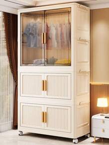 5/4/3/2/1 Layer Foldable Wardrobe Closet Organizer, Apartment Dorm Hanging Clothes Rack Storage Cabinet For Rental House Home Use - Color Mixing - View 1
