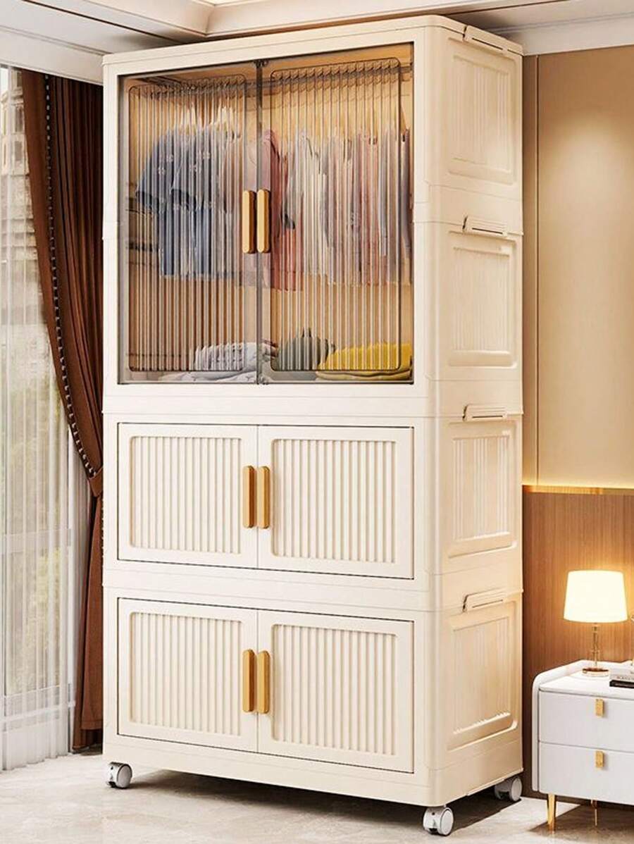 5/4/3/2/1 Layer Foldable Wardrobe Closet Organizer, Apartment Dorm Hanging Clothes Rack Storage Cabinet For Rental House Home Use - Color Mixing - View 1