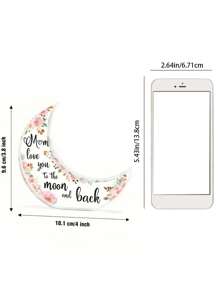 1 件母亲节亚克力月亮装饰，创意月亮亚克力桌面装饰“妈妈，我爱你就像遥远的月亮”，花卉设计，母亲节礼物，家居装饰，架子装饰，桌面装饰 - 粉色 - 查看 4