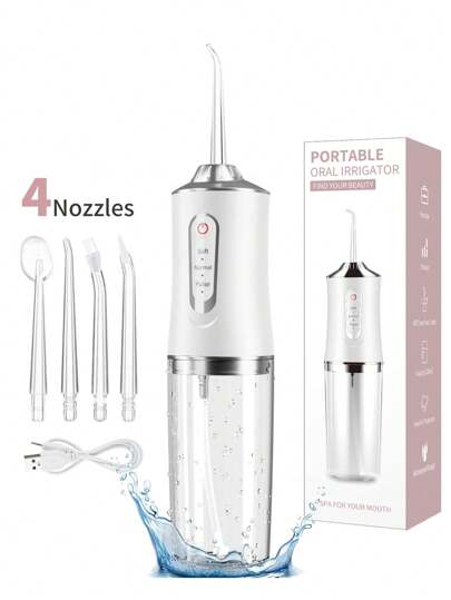 1 pieza Irrigador oral portátil, limpiador dental eléctrico inalámbrico con 3 modos y 4 boquillas, hilo dental eléctrico para el cuidado oral en el hogar, opciones de regalo de varios colores para festivales