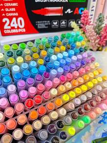 GuangNa 288/240/168/120/72/60/36/24/12 Color Direct Liquid Acrylic Marker Pens, Students Use Art Professional Drawing Drawing Color Soft-Head Marker Paper-Tight Stackable Diy Graffiti Coloring Book Coloring Pen Can Draw Glass Stone Waterproof Body Painting Brush Christmas Gift